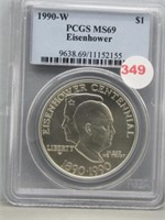 1990-W Eisenhower Centennial $1 PCGS Graded MS69.