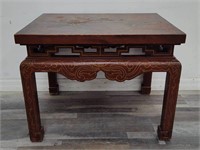 Vintage hand painted & embossed Asian side table