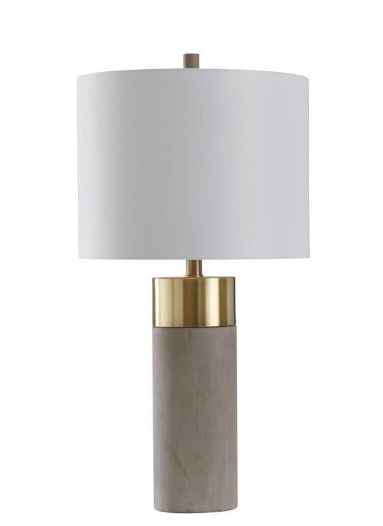 27.75 in. Soft Brass/Natural Concrete Table Lamp