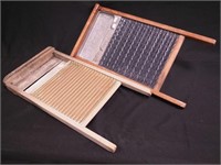 Two vintage washboards, one marked Soap