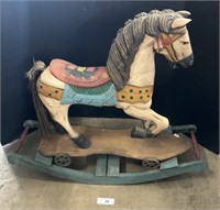 Hand Carved/Made/Painted Wooden Rocking Horse.