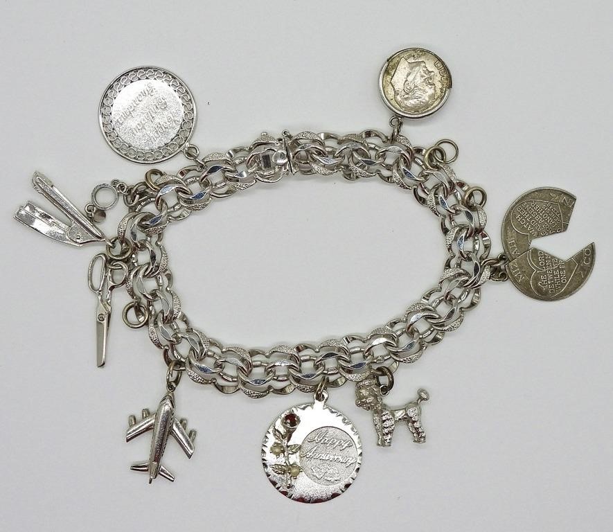 STERLING VINTAGE CHARM BRACELET