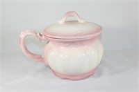 Antique Ceramic Pink and White Chamber Pot