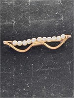 Vintage Ronci 12K Gold Filled Round Pearl Brooch