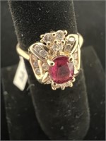 14KT Gold, Ruby and Diamond Ring