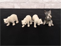 Dog figure made in Japan and polar bear figures