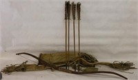 20TH C. NATIVE AMERICAN BOW & ARROW METAL POINTS,