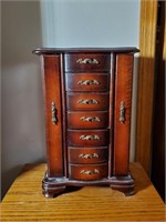 Very Nice Wooden Jewelry Box w/ Contents