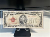 1928 Series B Red Seal Five Dollar Bill