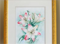 Peppermint Lilies Watercolor