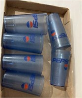 Six vintage plastic Pepsi glasses