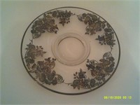 Footed Silver Overlay Plate - 10.5" Dia