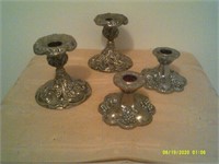 2 Pair Heavy Silver Plate Candle Stick Holders