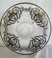 Glass Plate Decorated with Sterling Silver