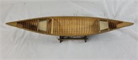 Decorative wood canoe with display stand, no