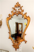 Gold Framed Mirror, some damage to top, 46"Tall