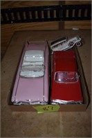 Model Cars-Cad, booze bottle & Chevy Impala