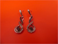 Sterling Silver Black Diamond 1.5" Earrings