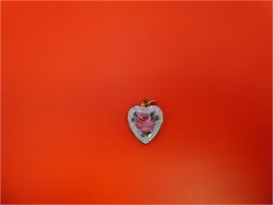 Gold Plated Hand Painted 0.5" Heart Pendant