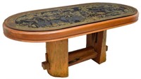 HEAVILY CARVED TEAKWOOD DINING TABLE, ANIMALS