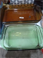 Green & Brown Glass Casserole Dishes