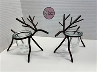 2 Deer Tea Light or Votive Candle Holders