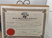 RAM RIVER OILS LIMITED 100 SHARES CERT. 1874