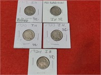 (5) Indian Head / Buffalo Nickels see description