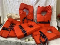 5 Boat Storage Life Vests With Bag