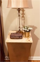 NIGHT STAND W  LAMP AND ACCESSORIES- LIME STONE