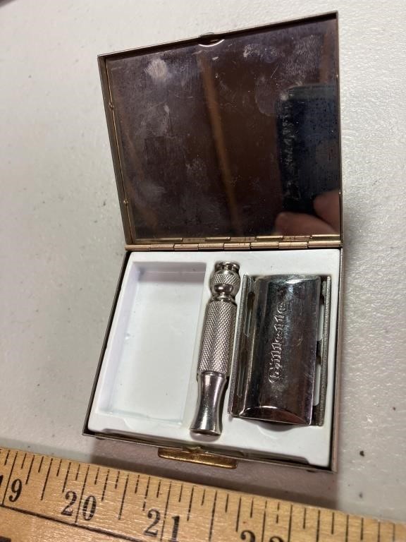 Gillette razor in metal case