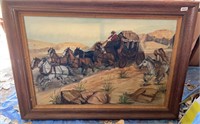 Monroe Miracle Oil on Canvas Stagecoach Raid