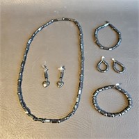 Hematite Jewelry Set -Earrings, Rings, Bracelet,