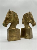 Vintage Pair of Solid Brass Horse Head Bookends