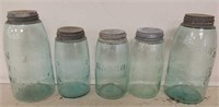 5 Different 1858 Zinc Top Fruit Jars