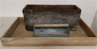 24"x36" Wood Tray, 14" Metal Tool Carrier,