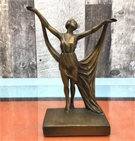 Vtg. spelter art deco dancer 8.5"H