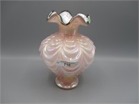 Fenton 7" Drapery vase w/purple crest