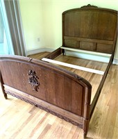 Antique Raised Wood "Flowers" Belgian Bed