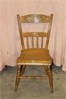 Early Stenciled Plank Seat Kitchen Chair