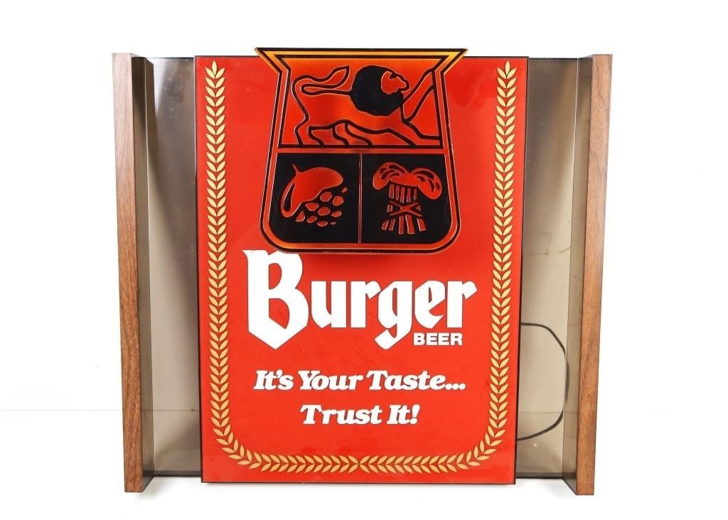 VINTAGE BURGER BEER LIGHTED SIGN