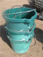 Matched Green Plastic Heated 5-Gal Buckets (3)