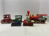 LOT OF 4 MODERN TOYS FRICTION TOY CARS & TOY TRAIN