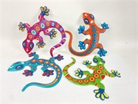 (4) Crazy Colorful Metal Hanging Geckos