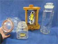 "mr. peanut" dispenser -3 glass jars