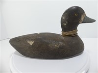 SIGNED F.T. WOOD CARVED BLUE BILL DUCK DECOY