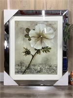 Cadre imprimé décoratif fleuri rebord en miroir*