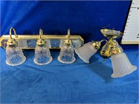 Glass shades with gold finish light fixtures 9" x