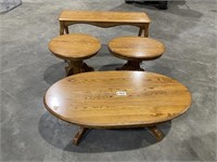Solid Oak Coffee, End & Sofa Table Set,