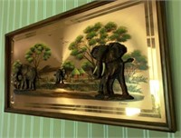 Hanging 3D Copper Art scene w/ African Elephants